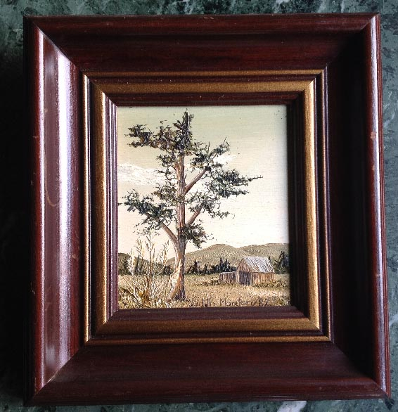 small New Zealand landscape study painting by NZ artist Judith Moreton dated 1982